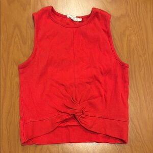 Red Sleeveless Knotted Top